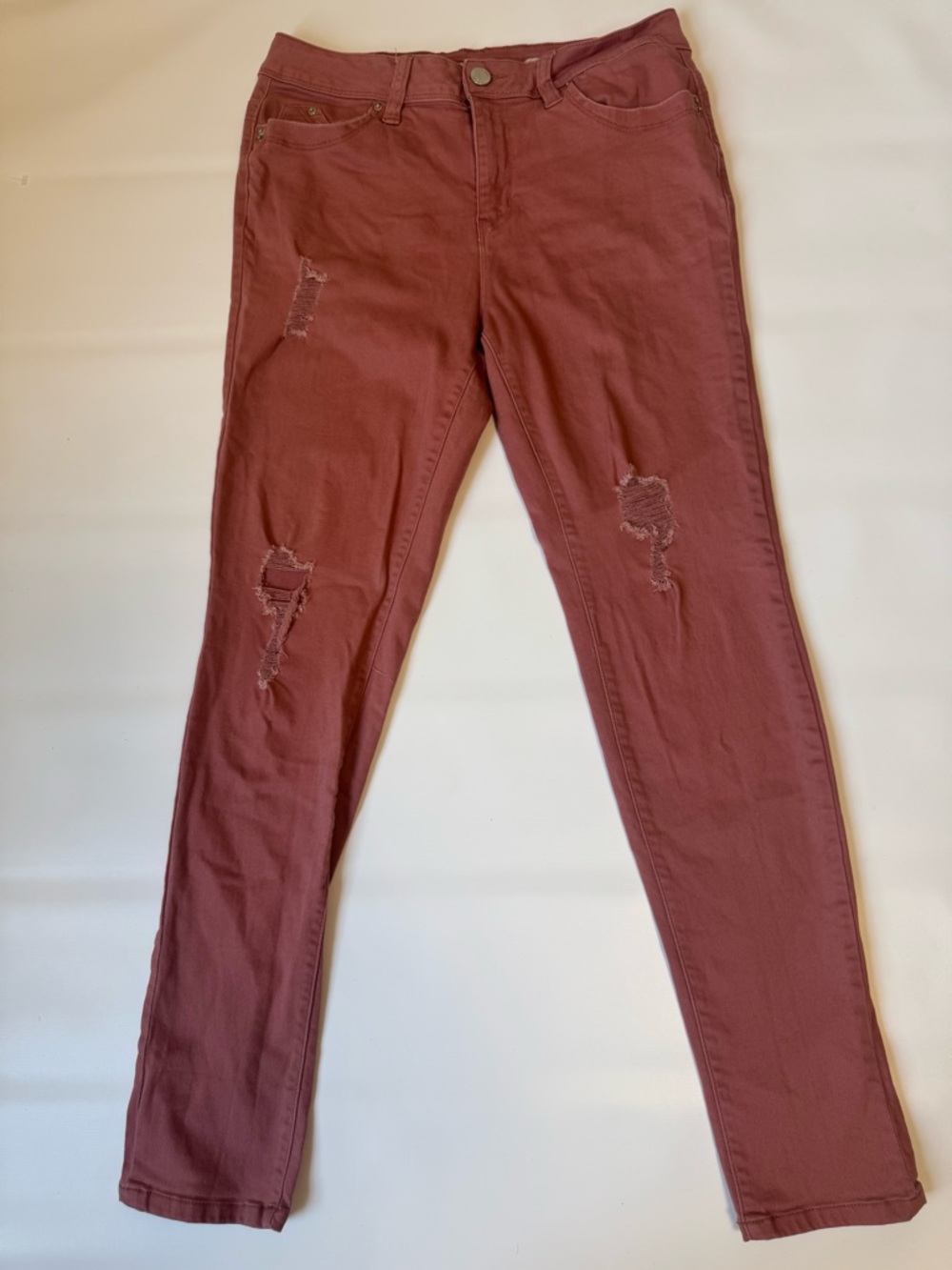 Women's Distressed Skinny Jeans - Dusty Rose